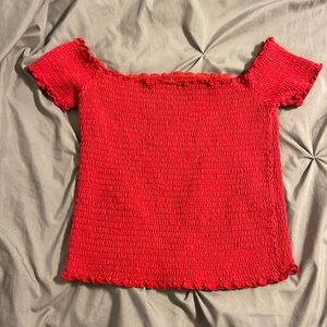red fitted crop top